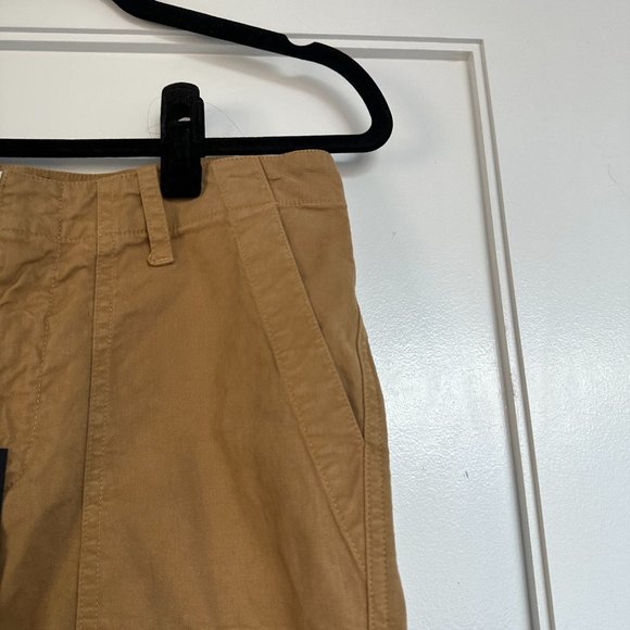 NWT Nili Lotan Jenna Cropped Pants Raw Hem Flap Black Pockets Sz 2 Camel - Picture 4 of 6